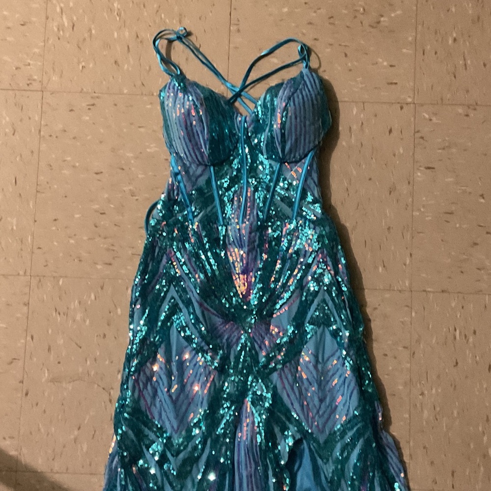 Kohl's Teal Sequin Prom Dress